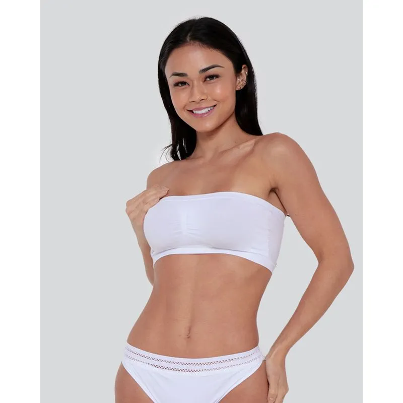 Sutiã Top Faixa Tomara Que Caia Com Bojo Removível Branco GG