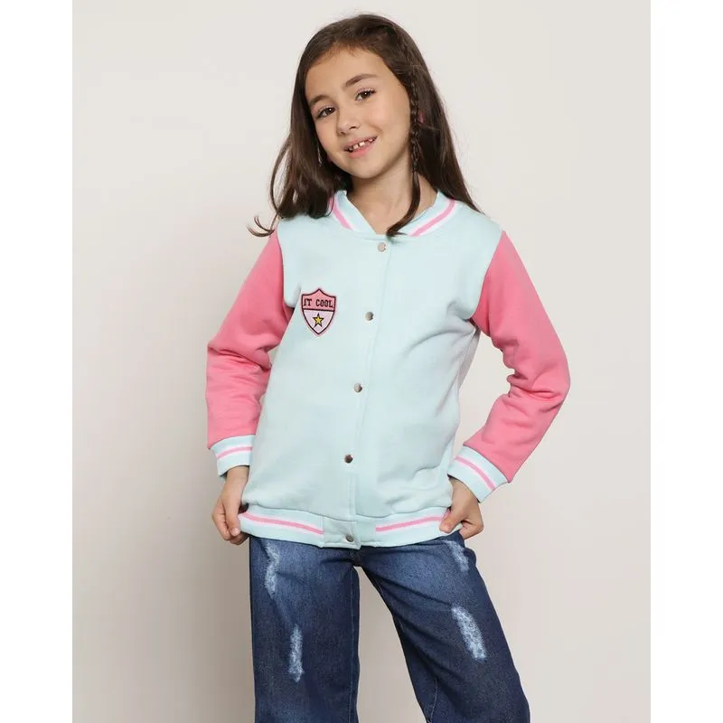 Jaqueta Moletom Infantil Bomber com Bordado Azul 6