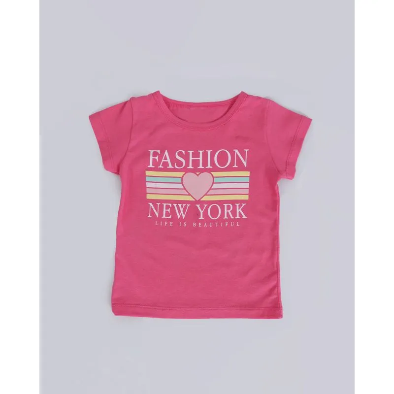 Blusa Bebê Manga Curta Estampa Fashion Rosa 1