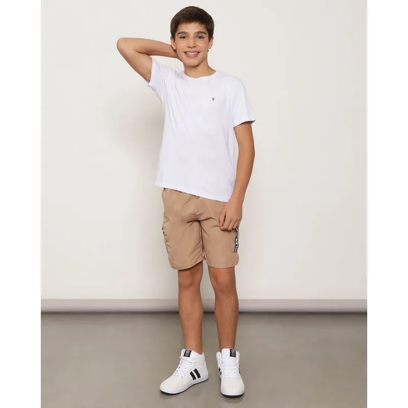 Bermuda Juvenil Bolso Cargo Com Gorgurão E Silk Bege 10