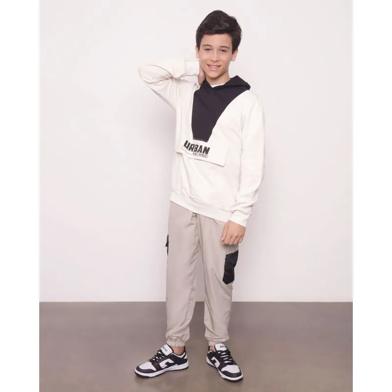 Calça Juvenil Masculino Jogger com Bolso Cargo Bege 16