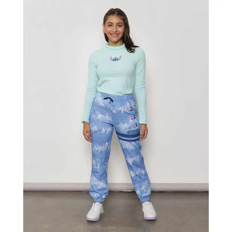 Calça Moletom Juvenil Stitch Disney Tie Dye Azul 14