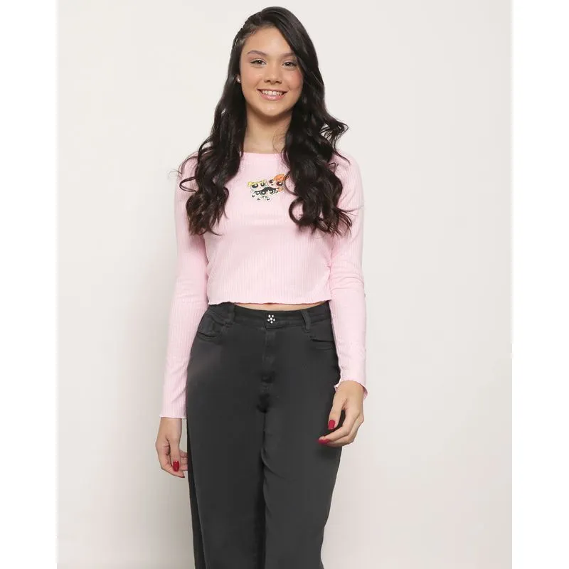 Blusa Juvenil Manga Longa As Meninas Super Poderosas Rosa 16