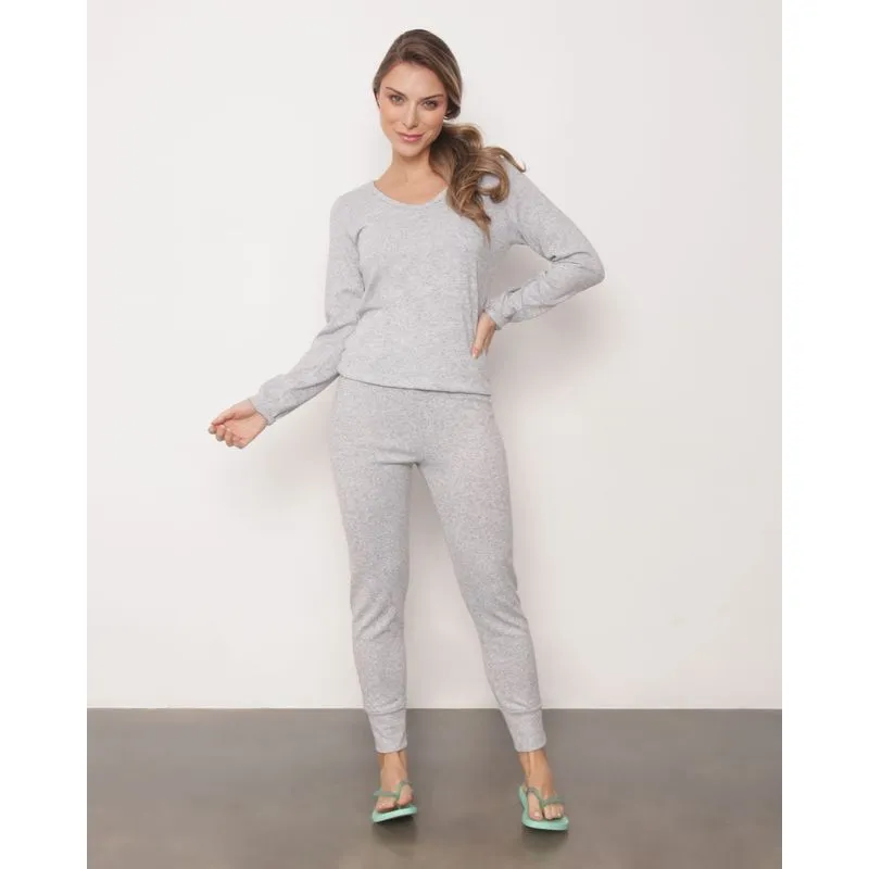 Pijama Feminino Longo Cinza G
