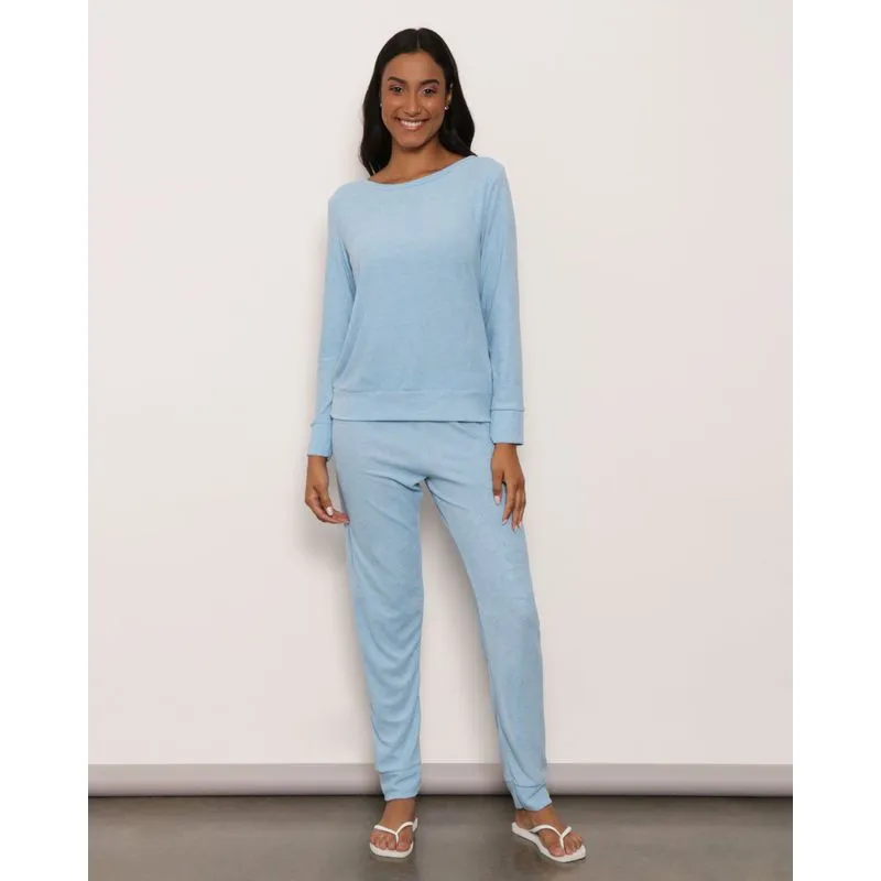 Pijama Feminino Longo Boucle Azul P