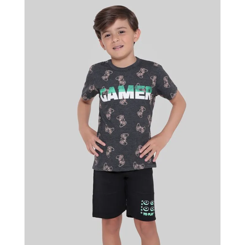 Conjunto Infantil Moletinho Gamer Cinza Escuro 4