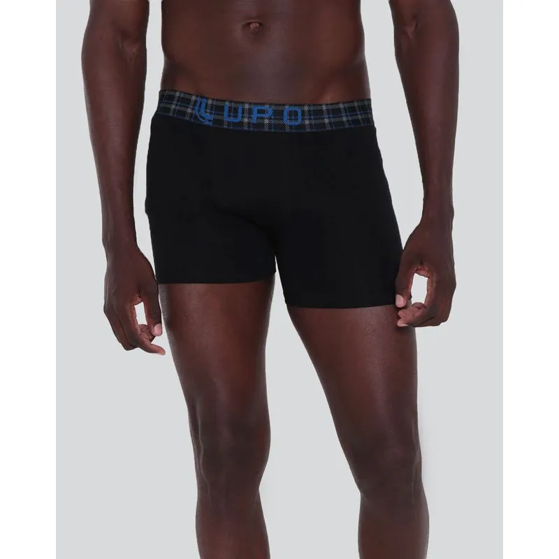 Cueca Masculina Boxer Cós Xadrez Lupo Preta M