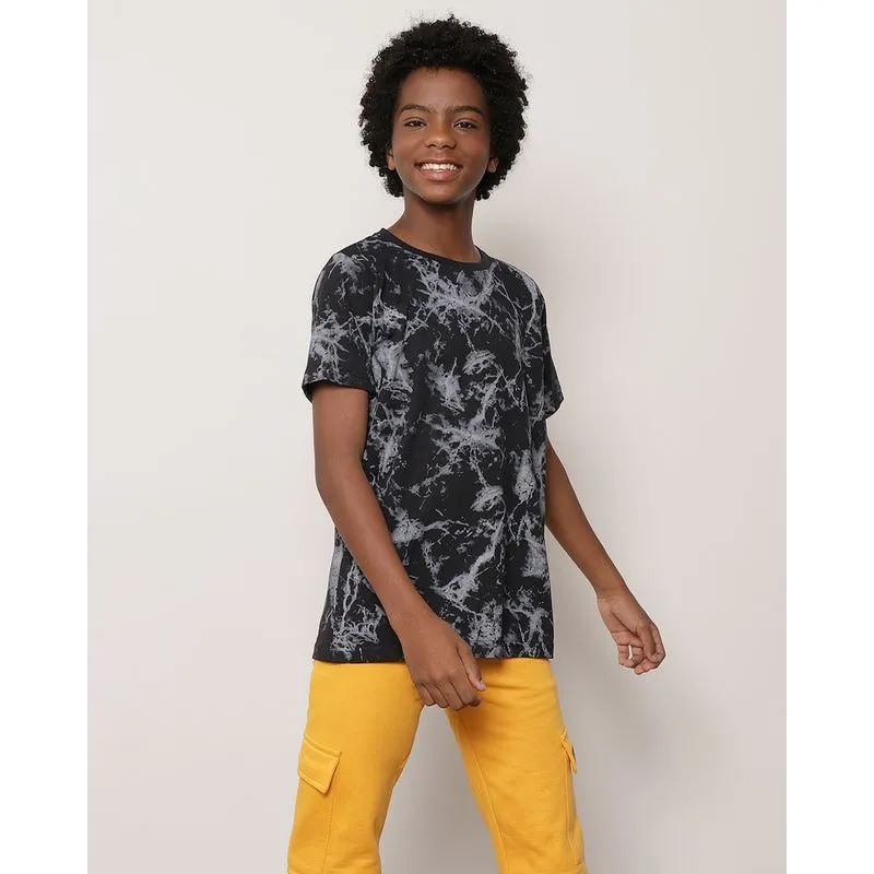 Camiseta Juvenil Manga Curta Tie Dye Preta 10