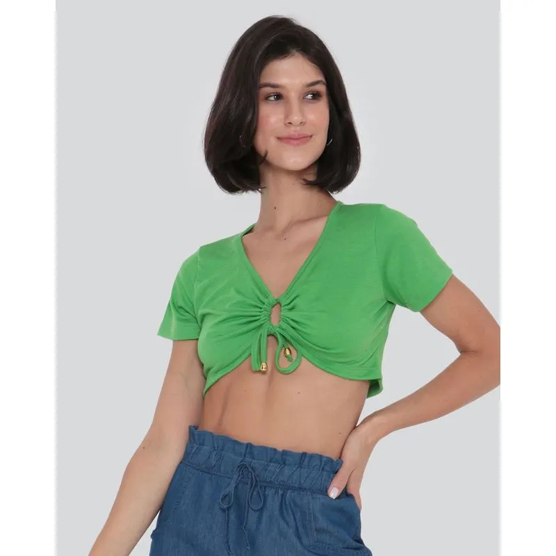 Blusa Feminina Cropped Amarração Verde GG