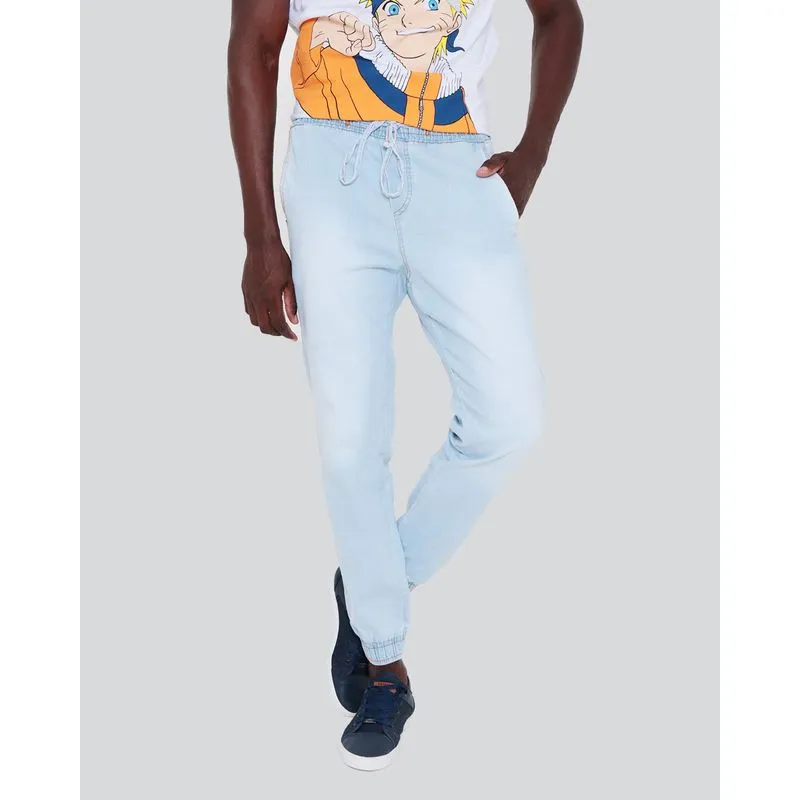 Calça Jeans Masculina Jogger Azul Claro P