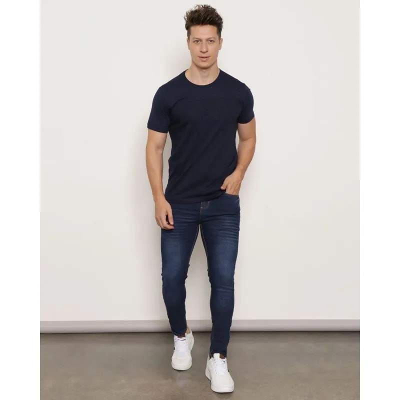 Calça Jeans Masculina Skinny Estonada Azul 46