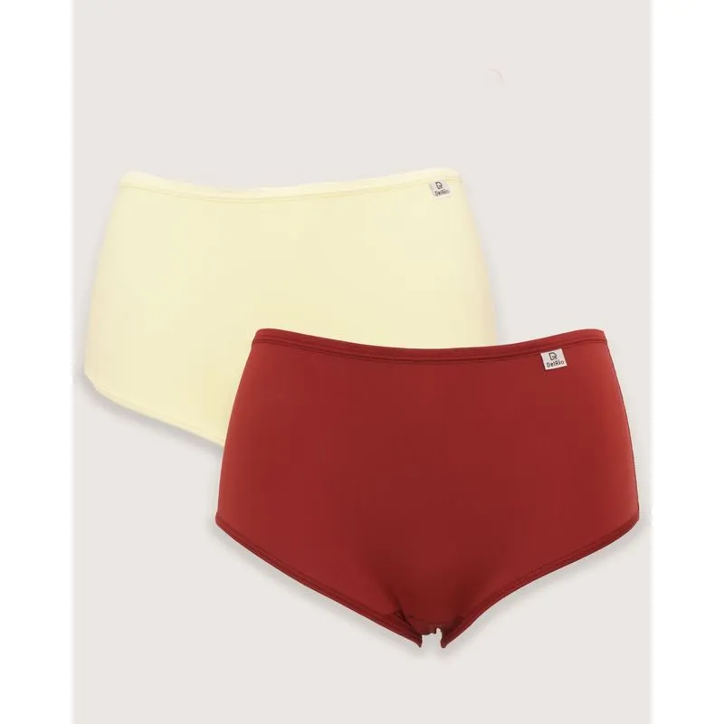 Kit 2 Calcinhas Feminina DelRio Microfibra Alta Amarela Vermelha M