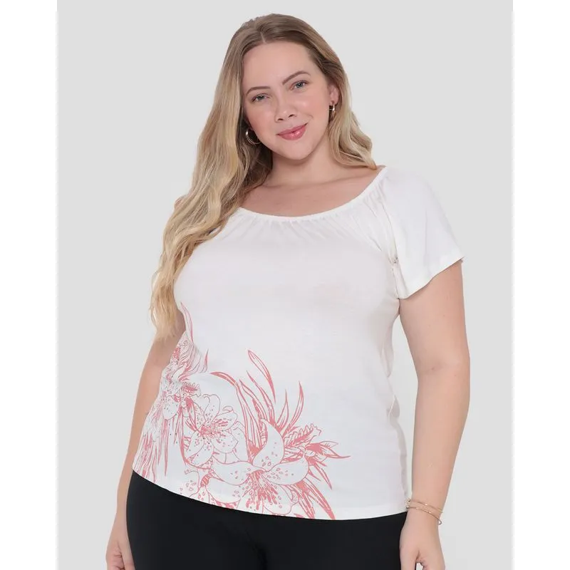 Blusa Plus Size Feminina Ciganinha Off White G1