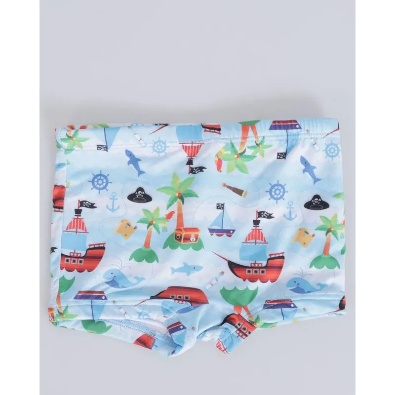 Sunga Boxer Bebê Estampa Pirata Azul 2