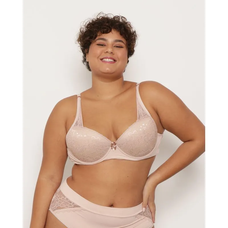 Sutiã Plus Size Feminino Base Bojo Casca e Renda Bege 46