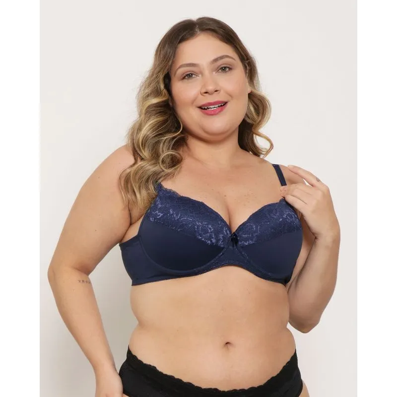Sutiã Plus Size Avulso Base Com Bojo Marinho 50
