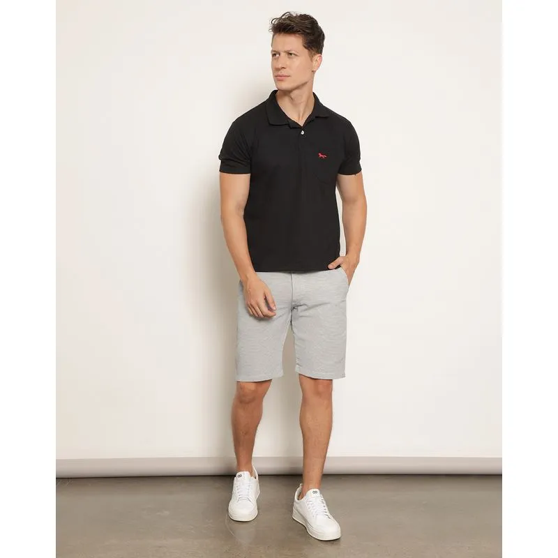 Bermuda Masculina Sarja Reta Listrada Preta 46