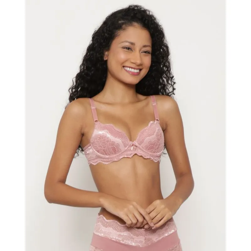 Sutiã Feminino Avulso Base Com Bojo Renda Rosa 46