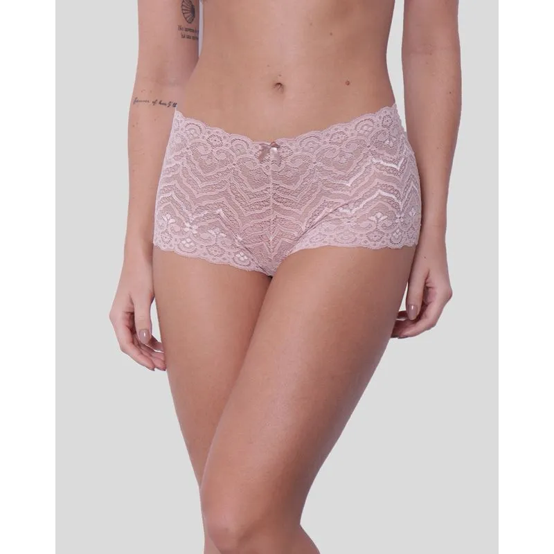 Calcinha Feminina Avulsa Caleçon Renda Bege GG