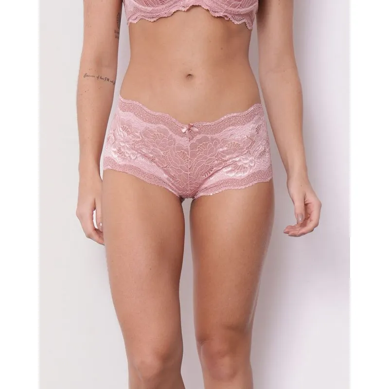 Calcinha Feminina Avulsa Caleçon Renda Rosa M