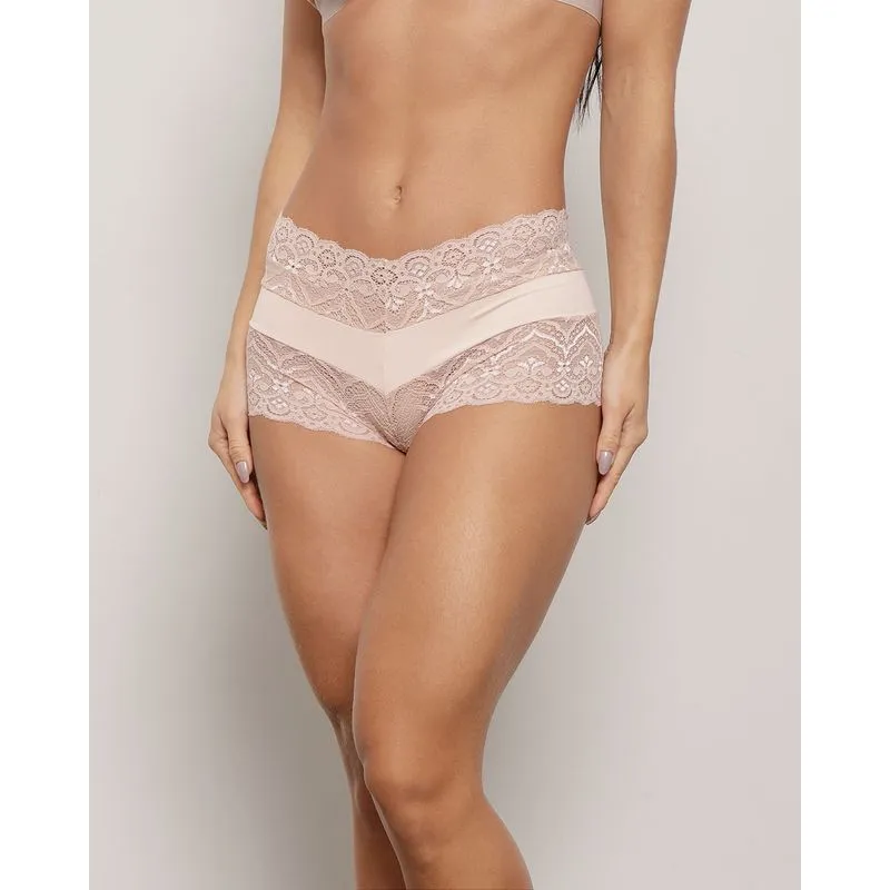Calcinha Feminina Avulsa Caleçon Renda Bege G