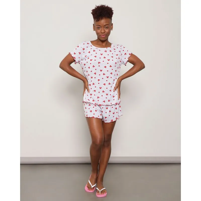 Pijama Feminino Curto Disney Mickey Cinza G