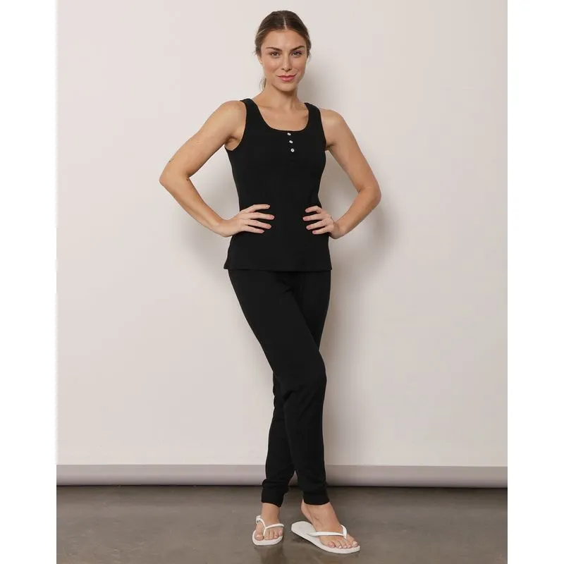 Pijama Feminino Regata Canelada Preto P