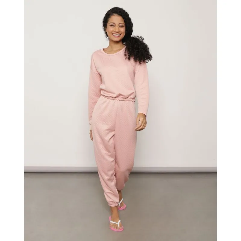 Pijama Feminino Longo Matelassê Rosa G