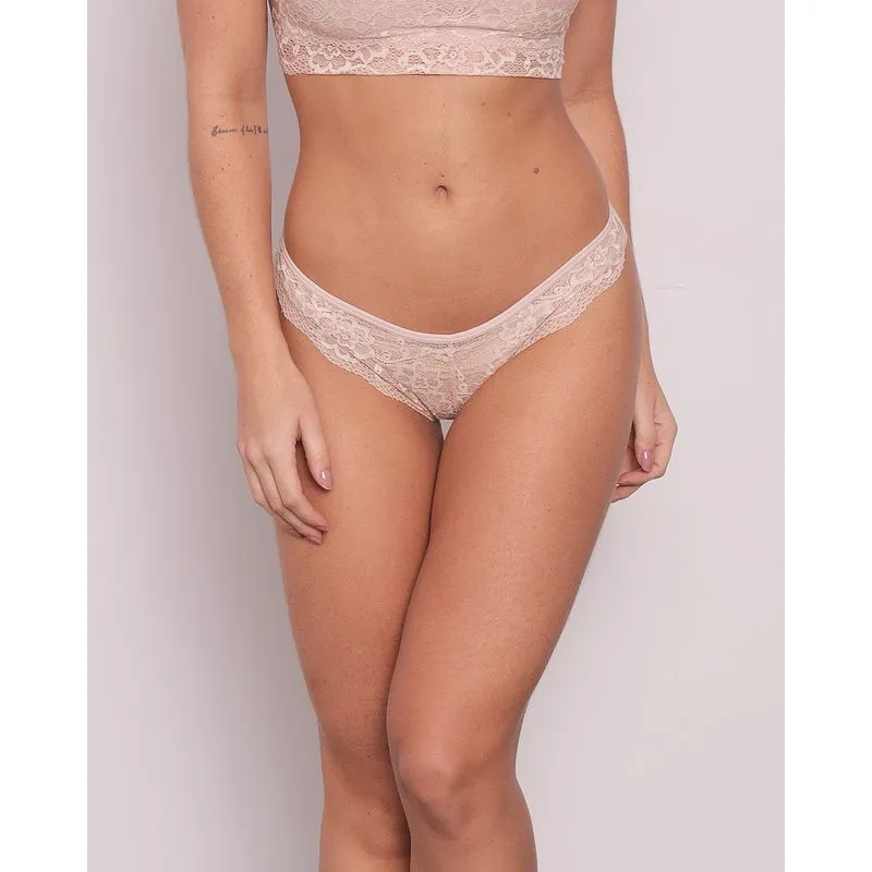 Calcinha Feminina Biquíni Renda Bege GG