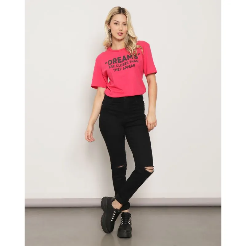 Calça Feminina Sarja Destroyed Skinny Preta 46
