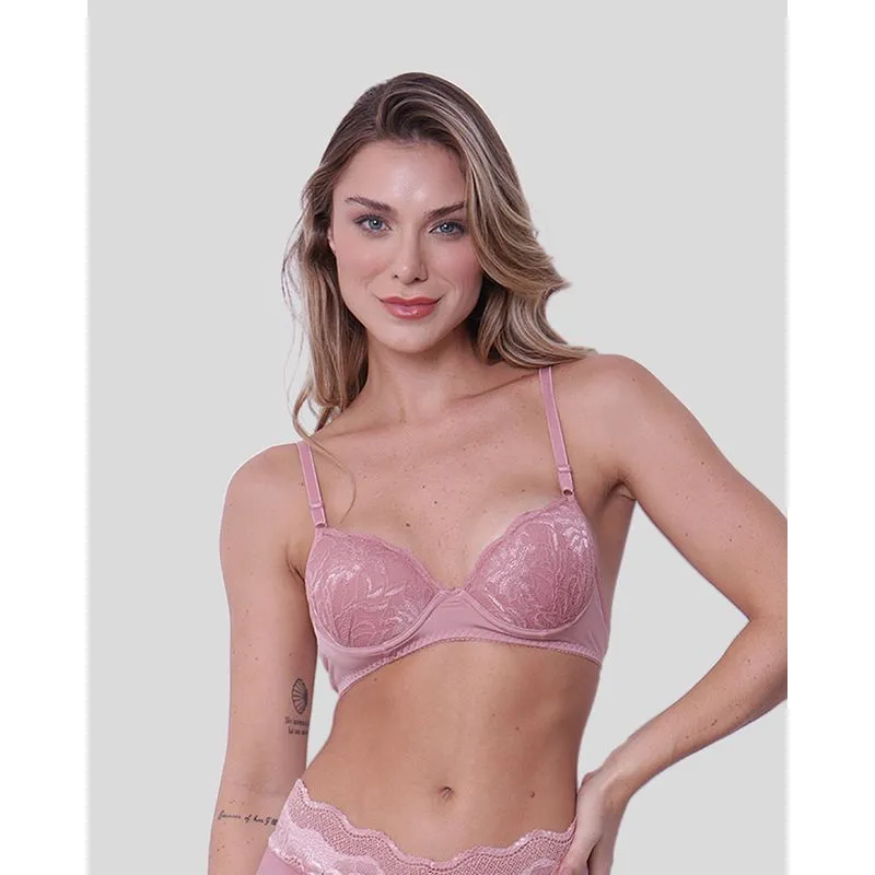 Sutiã Feminino Avulso Base Com Bojo Renda Rosa 46
