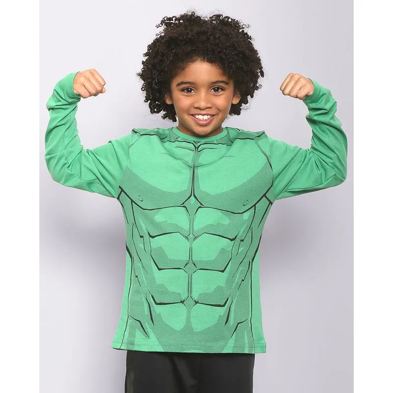 Camiseta Infantil Manga Longa Estampa Hulk Marvel Verde 8