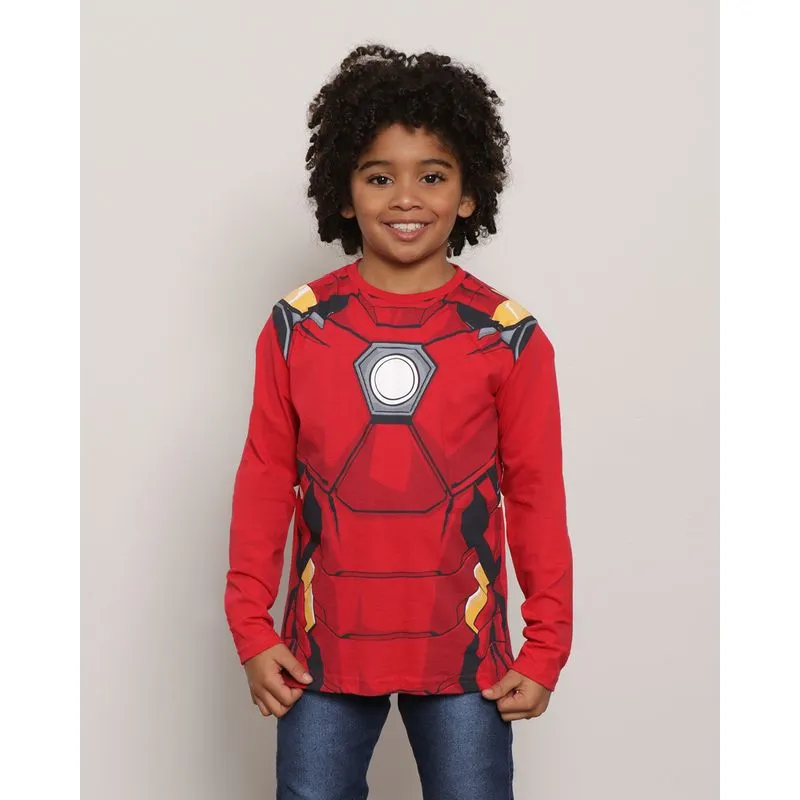 Camiseta Infantil Marvel Homem de Ferro Manga Longa Vermelho 8