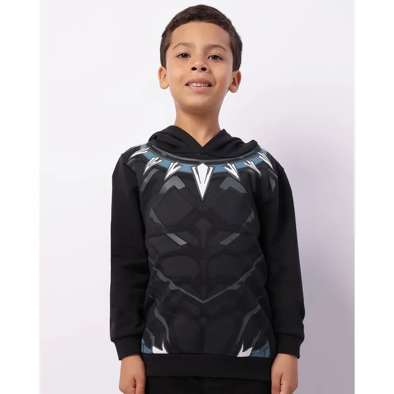 Blusão Moletom Infantil Marvel Pantera Negra Com Capuz Preto 4