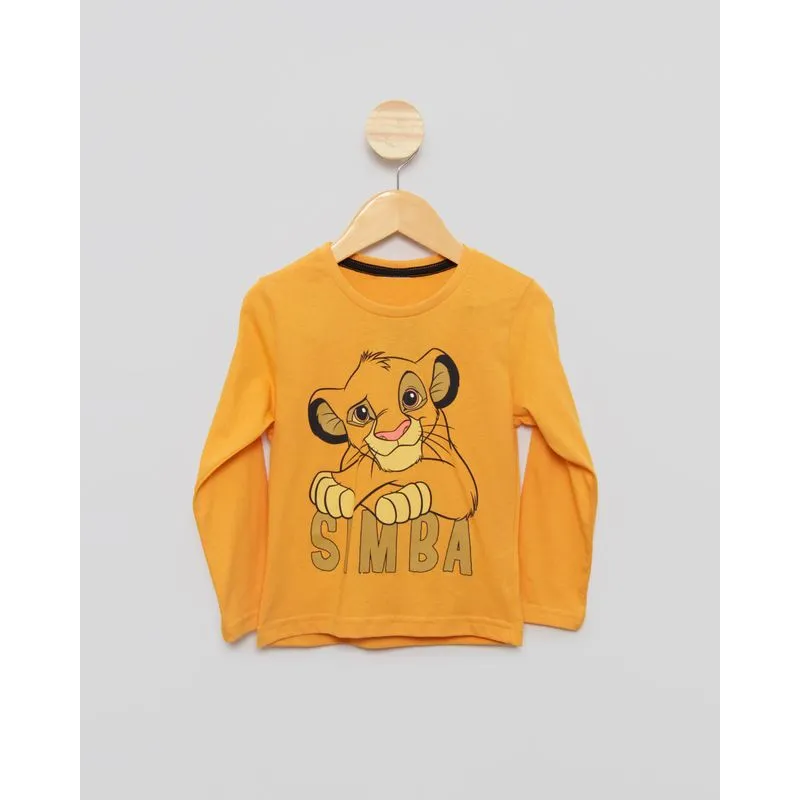 Camiseta Bebê Estampa Disney Simba Manga Longa Mostarda 1