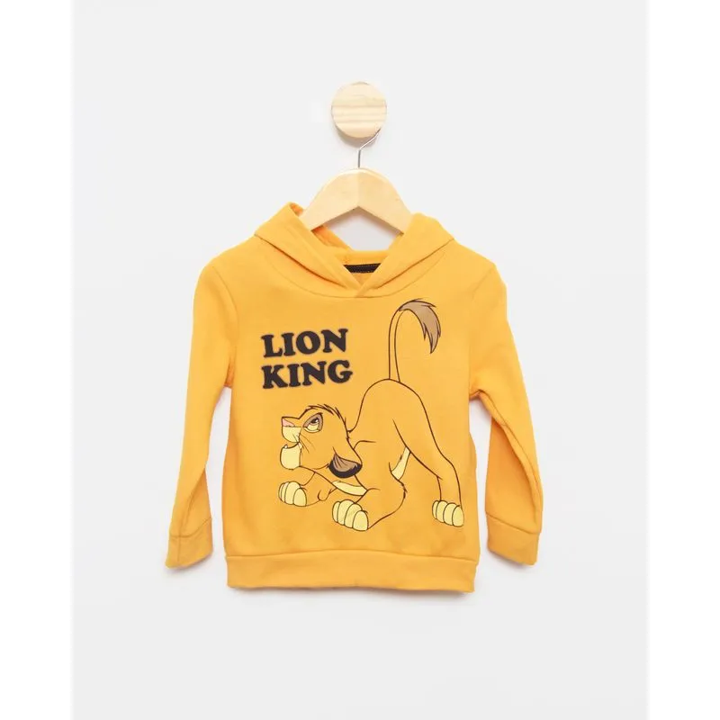 Blusão Moletom Bebê Disney Estampa O Rei Leão Com Capuz Mostarda 3