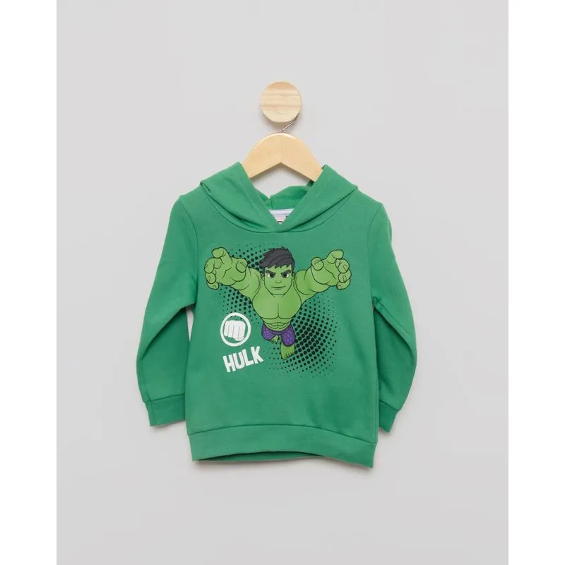 Blusão Moletom Bebê Peluciado Marvel Hulk Com Capuz Verde 2