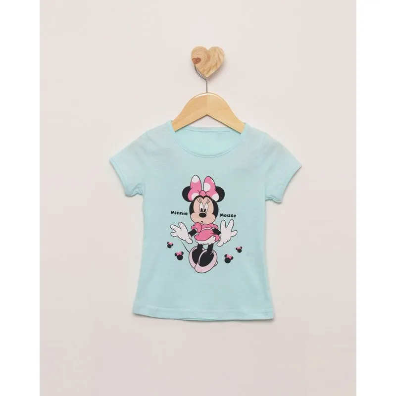 Blusa Bebê Manga Curta Minnie Disney Verde Claro 3