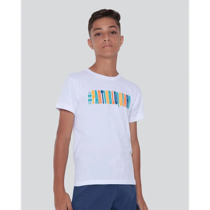 Camiseta Juvenil Partiu Bloquinho Branca 10