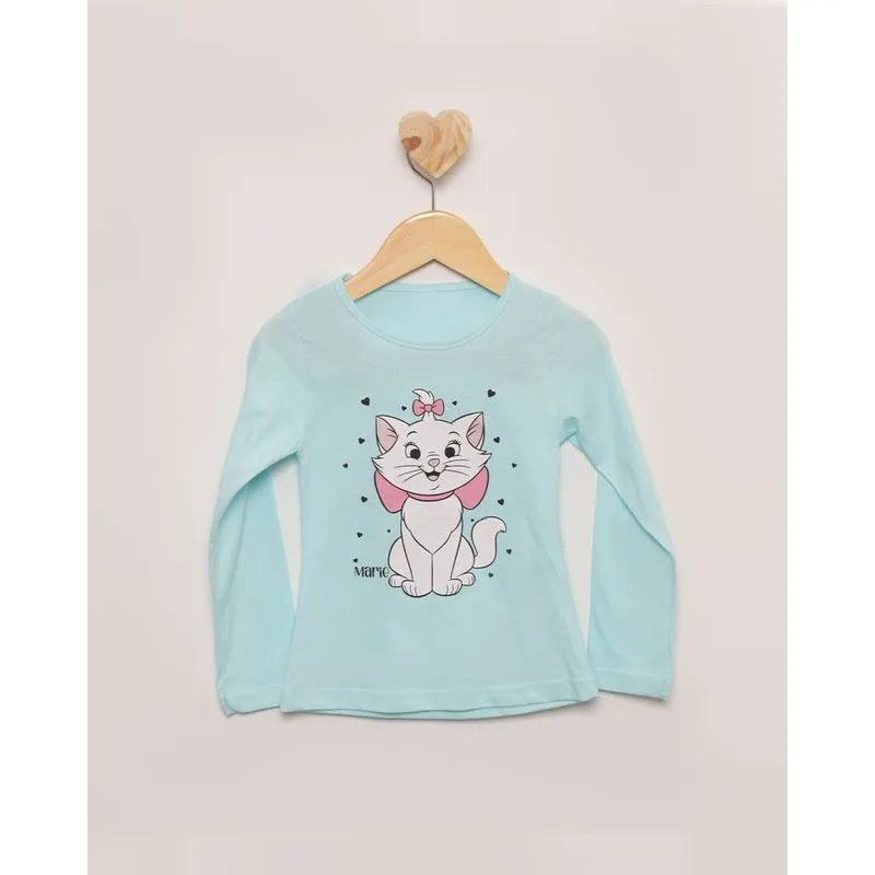 Blusa Bebê Manga Longa Estampa Marie Disney Verde Claro 2