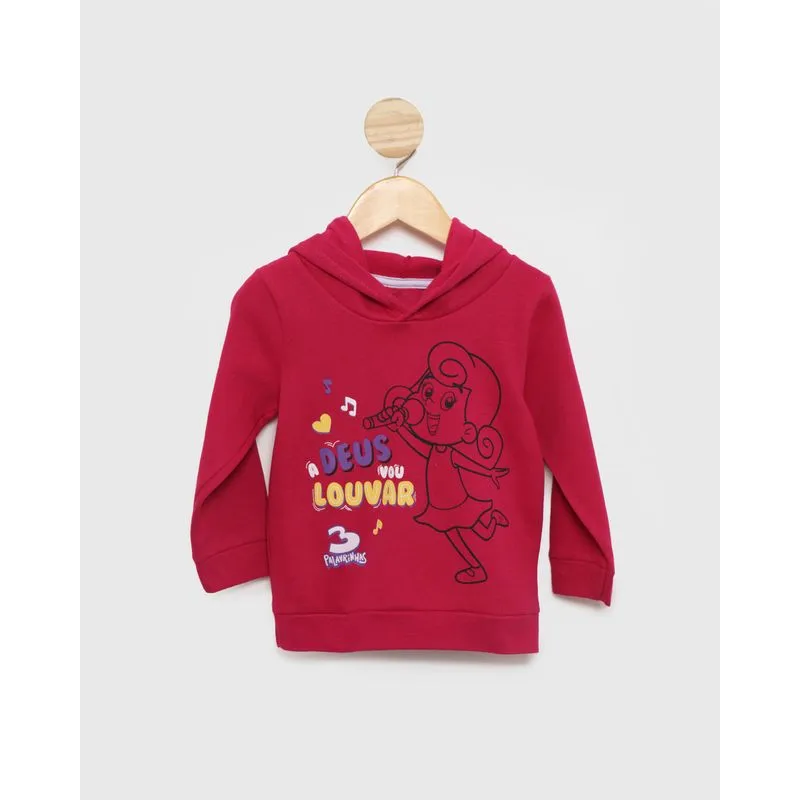 Blusão Moletom Bebê Manga Longa Três Palavrinhas Rosa 2