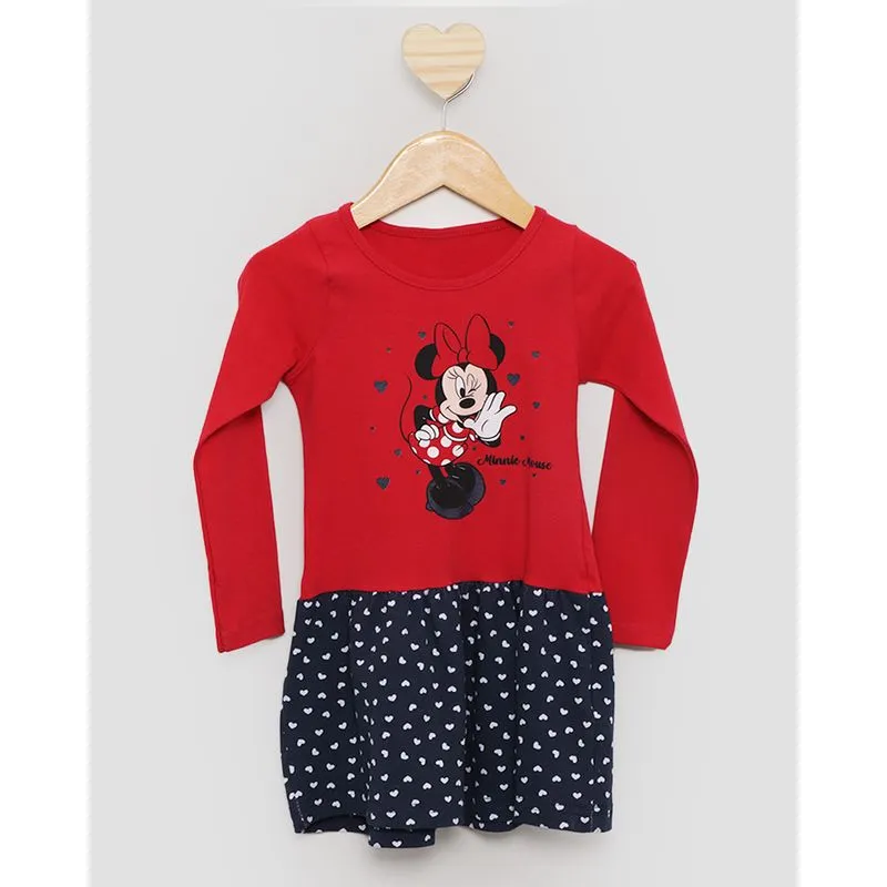 Vestido Bebê Manga Longa Minnie Disney Vermelho 3