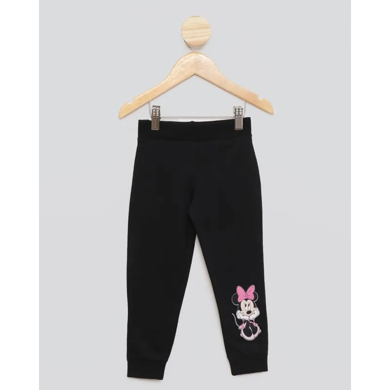 Calça Moletom Bebê Disney Minnie Mouse Jogger Preta 2