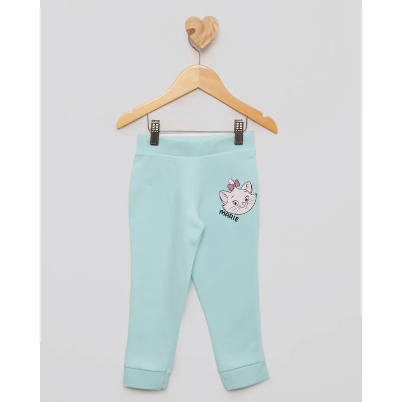 Calça Bebê Moletom Reta Estampa Marie Disney Verde Claro 3