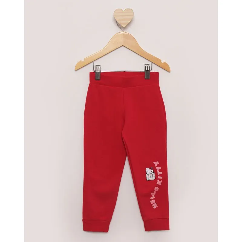 Calça de Moletom Bebê Relexad Estampa Hello Kitty Vermelho 3