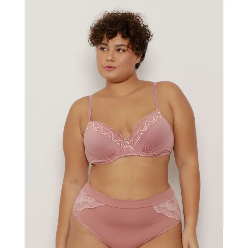 Sutiã Plus Size Feminino Base com Renda e Franzido Rosa 48