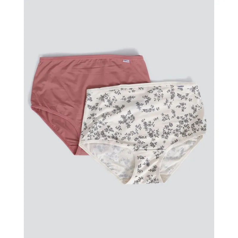 Kit 2 Calcinhas Feminina DelRio Microfibra Alta Floral Off White Terracota GG