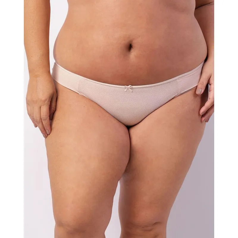 Calcinha Plus Size Feminina Biquíni Telada Bege 50