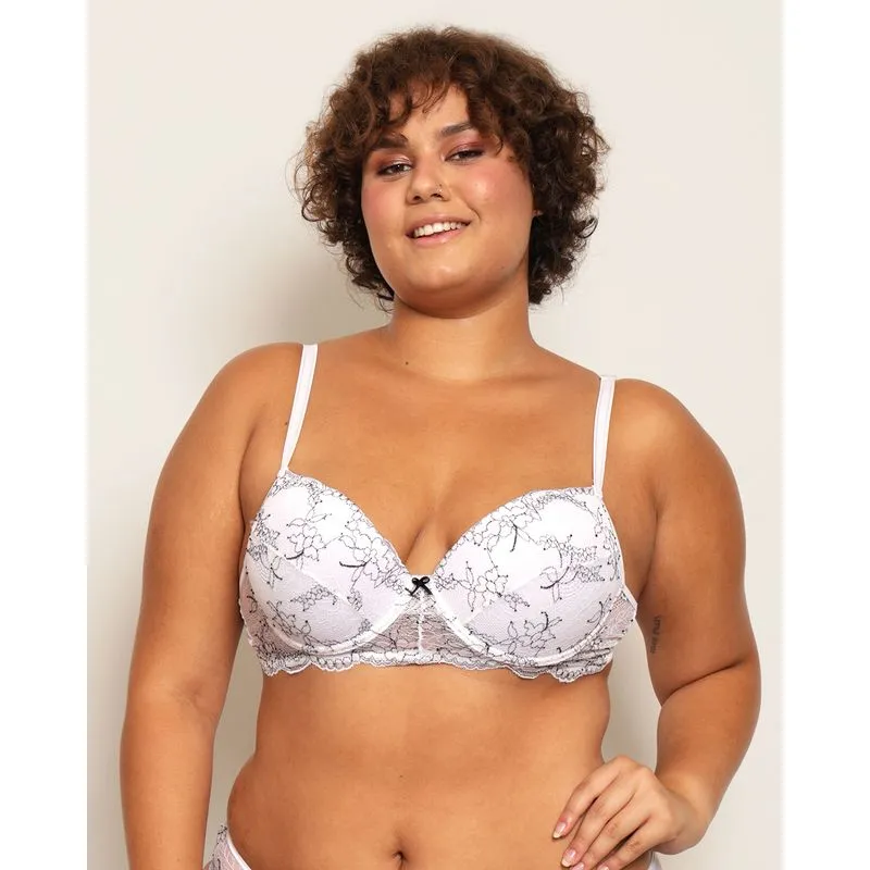 Sutiã Plus Size Feminino Base Com Bojo Branco 48