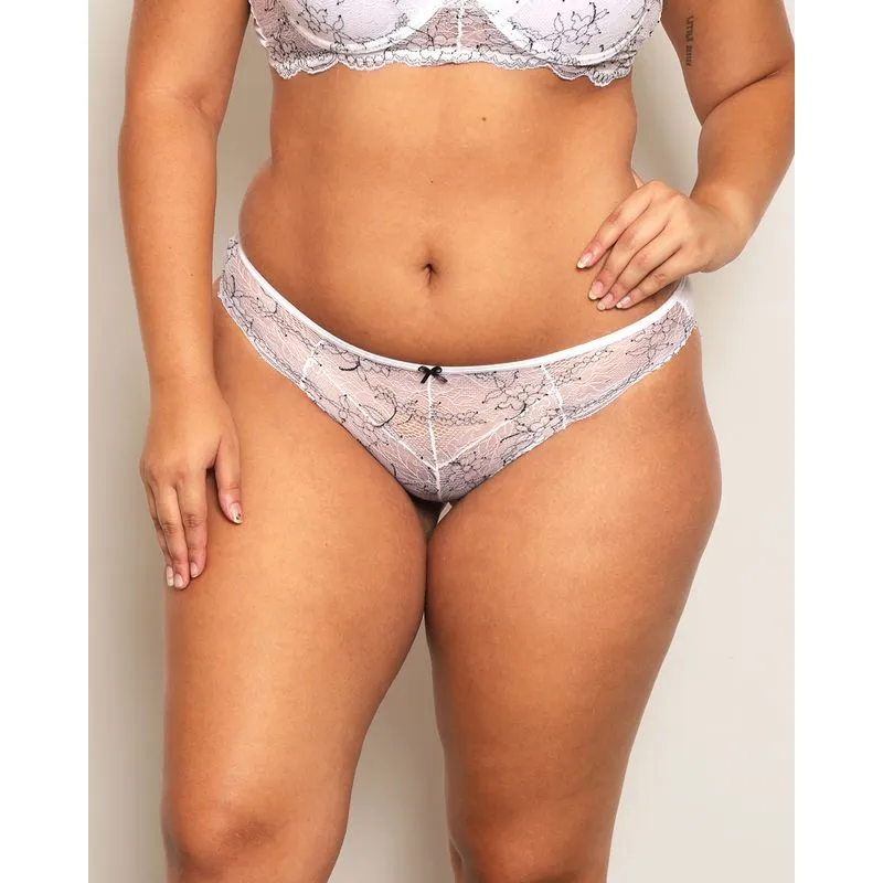 Calcinha Plus Size Feminina Biquíni Com Renda Branca P